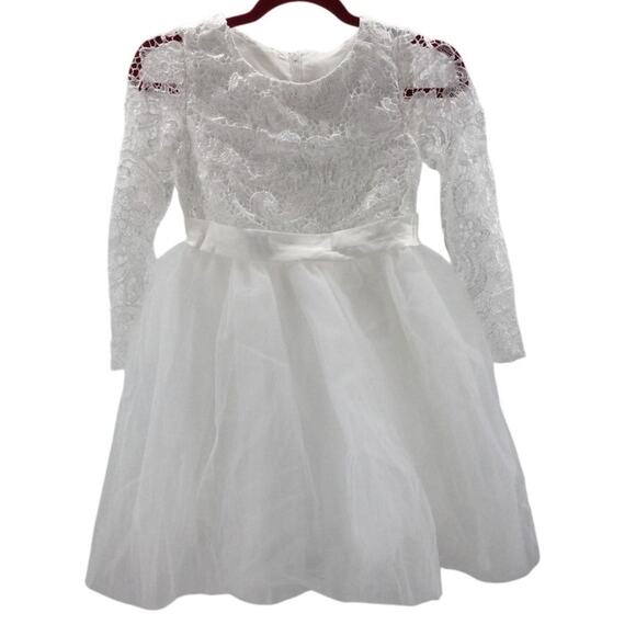 FLOWER GIRL'S PARTY DRESS SZ 10-11 Y white communion baptism christening NEW B40 - Picture 1 of 7